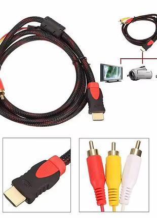 Кабель-удлинитель hdmi (штекер) – 3rca (штекеры) тюльпаны 1,5 м
