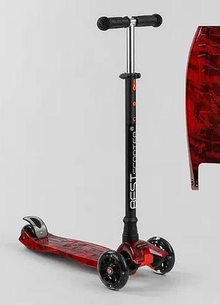 Самокат "best scooter" 4 колеса pu, свет, трубка руля алюминиевая,(a 25775 / 779-1533)