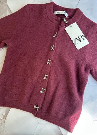 Кардиган zara бордовий бургунді