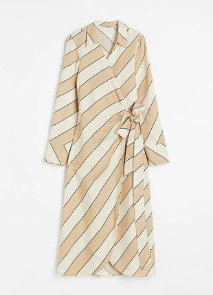 Сукня , плаття халат з льону , лляне бежеве , в смужку , халат , міді zara , сарафан