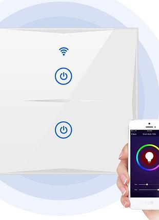 Смарт wi-fi / сенсорный выключатель освещения chanpak ks-601 на две линии. управление со смартфона