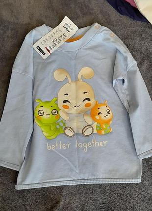 Блакитний реглан лонгслів pepco baby з кроликом «better together», розмір 86 (12-18 міс)