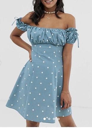 Літній  блакитний сарафан в горох  asos розмір л
