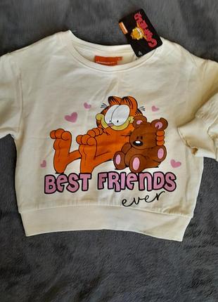 Свитшот кофта с гарфилдом garfield nickelodeon, размер 104 (3-4 года), новый для девочки