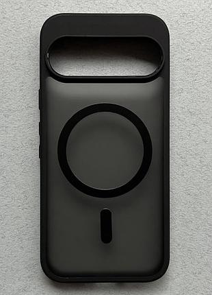 Google pixel 10 силіконовий чохол (бампер) з magsafe чорний з напівпрозорою матовою задньою частиною