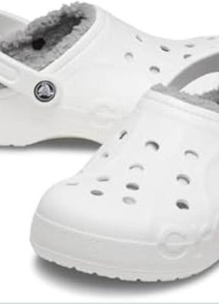 Crocs сабо на меху утепленные baya lined clog white
