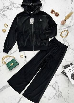 Жіночий велюровий спортивний костюм balenciaga чорний s/m – новий