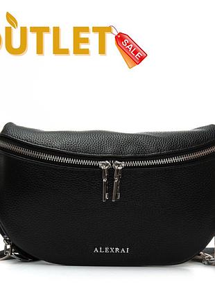 Бананка женская кожаная черный арт.99127 black (бр) alex rai (китай)
