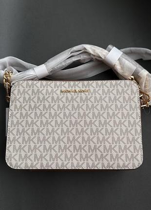 🤎 michael kors jet set medium logo crossbody материал: фирменный износостойкий canvas с логотипом mk и вставки из натуральной кожи дизайн: классический