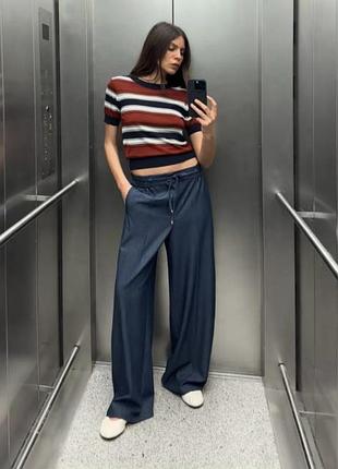 Легкие широкие летние брюки zara