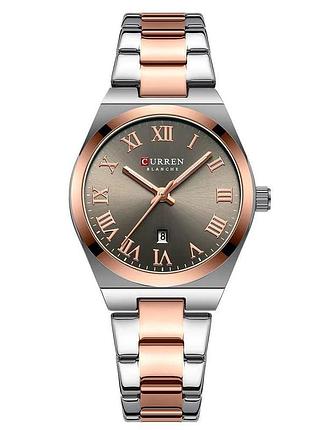 Жіночий годинник curren 9095 gold silver brown, сріблястий/рожеве золото