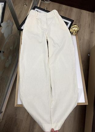 Светлые льняные  штаны  прямого кроя zara