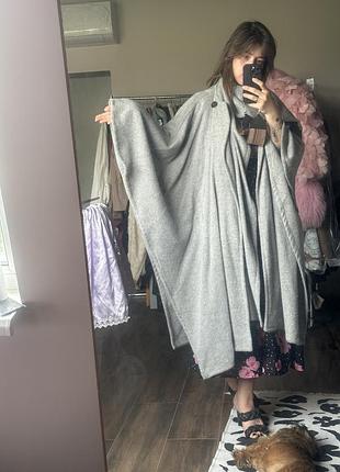 Плащ пончо пальтова тканина сірий zara