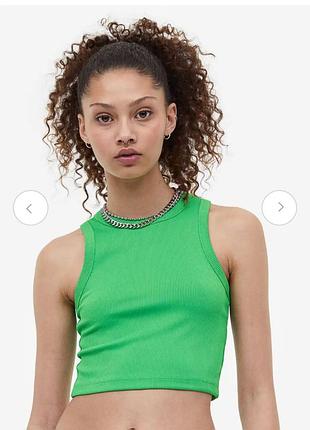 Зелений топ майка в рубчик h&amp;m