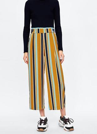 Брюки кюлоти в смужку zara р.s
