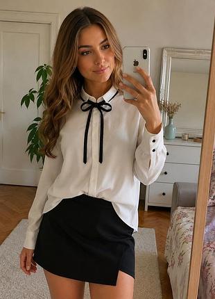 Сорочка h&m біла з чорним бантиком