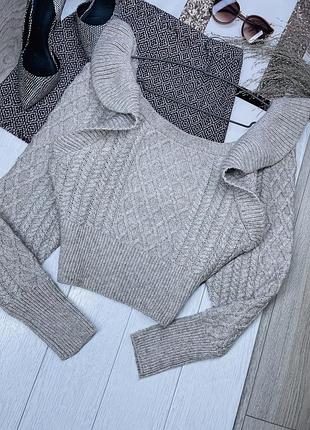 Вʼязаний джемпер h&m xs короткий джемпер з рюшами джемпер з обʼємними рукавами