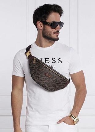 Чоловіча брендова сумка guess aubriella fanny pack сумочка гезз оригінал бананка слінг кросбоді на подарунок чоловіку подарунок хлопцю
