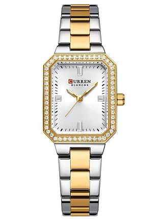 Жіночий наручний годинник curren 9102 silver gold white кварцовий на металевому браслеті