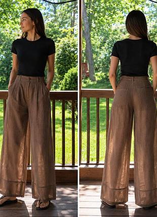 Легкие широкие брюки zara | бежевые | размер s