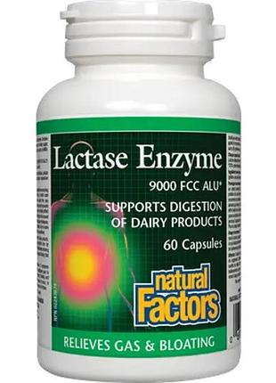 Лактаза фермент natural factors lactase enzyme 9000 fcc при непереносимости лактозы 60 капсул
