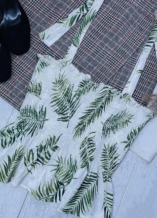 Літній топ h&m s бавовняний топ в тропічний принт білий топ