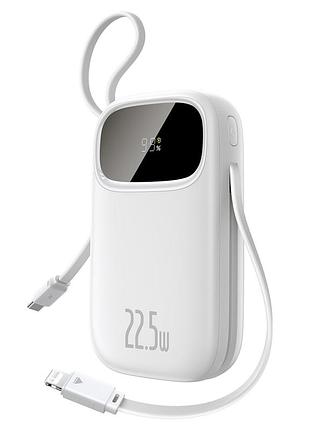 Зовнішній акумулятор baseus enerfill fc31 digital display power bank with 2 built-in cables 20000mah 22.5w moon white