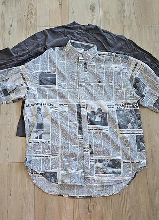 Рубашкв-дуплет double front shirt с газетным принтом baleciaga оригинал