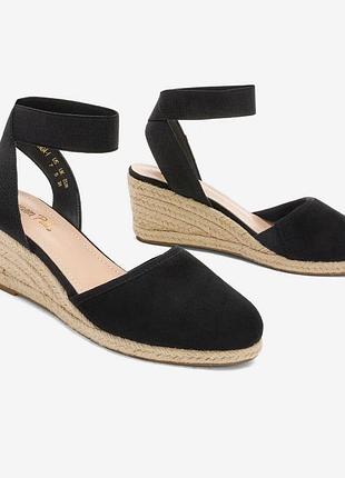 Жіночі босоніжки-еспадрильї dream pairs на танкетці і закритим носком 39-40 (26см) чорні