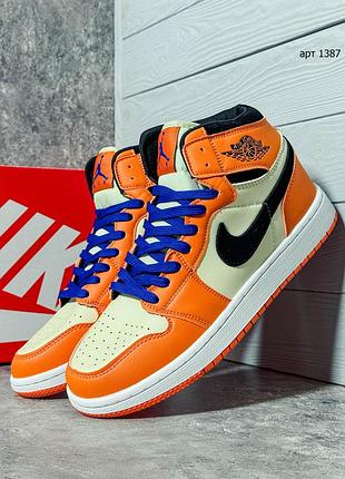Кроссовки 38-43 nike air jordan retro 1 high orange yellow navy