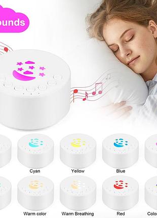 Машина белого шума sleep machine white noise m5, ночник 10 цветов, 18 успокаивающих звуков