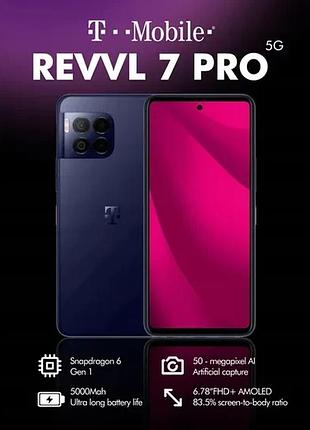 Смартфон t-mobile revvl 7 pro 5g 8/256gb azure blue - новый, гарантия год