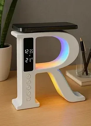 Настільна лампа-нічник з безпровідною зарядкою для телефону rgb