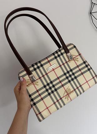 Вінтажна класична сумка burberry london plaid tote handbag