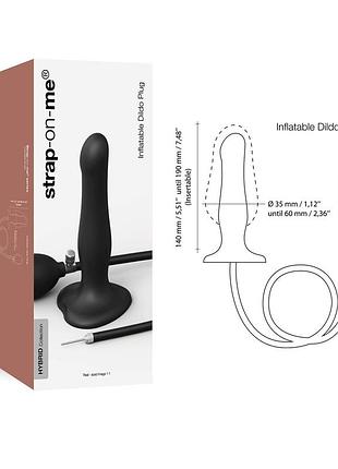Надувной фаллоимитатор strap-on-me inflatable dildo plug - noir, шарик внутри, диаметр до 6 см sexstyle 3