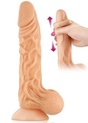 Фаллоимитатор с подвижной крайней плотью real body - real max, диаметр 4,3см, tpe sexstyle 2