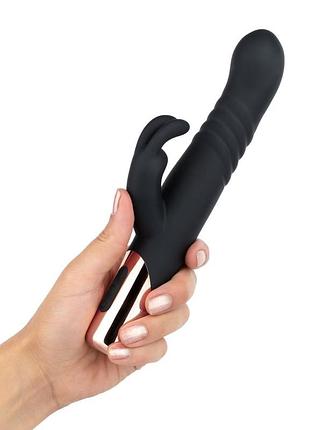 Вібратор-кролик rosy gold - rabbit vibrator with thrusting function - black sexstyle 5