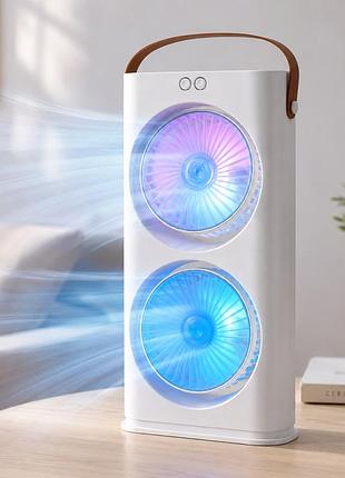 Настільний вентилятор double-ended spray fan 1200 маг / акумуляторний портативний вентилятор з пультом та led-підсвічуванням