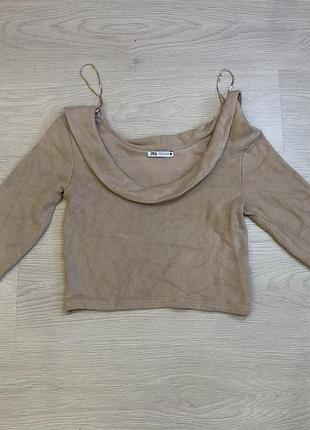 Бежевий укорочений светр топ zara,s