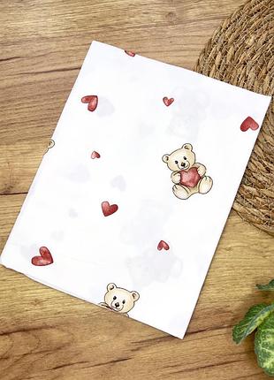 Пелюшка сатинова ведмедик з сердечком 80*100см