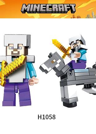 Мініфігурка майнкрафт фігурка на коні h1058 типу лего minecraft
