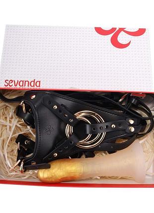 Страпон lockink sevanda queen sheba strapon golden dildo, регулируемые крепления, силиконовый дилдо sexstyle 9