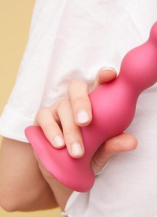 Насадка для страпона strap-on-me dildo plug beads framboise metallic l sexstyle 5