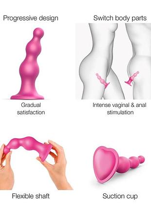 Насадка для страпона strap-on-me dildo plug beads framboise metallic xl sexstyle 3