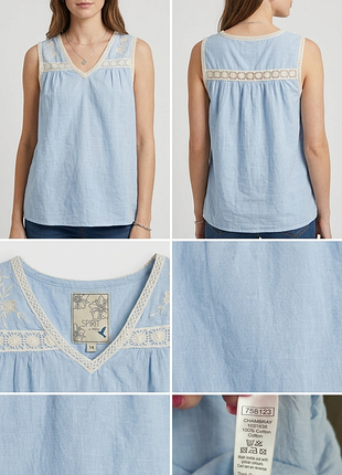 Нежная хлопковая блуза m&amp;co в стиле прованс/boho - 100% натуральная, 14 размер.