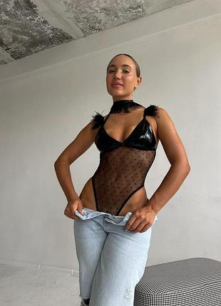 Сетчатое боди с перьями d&a, m sexstyle 3