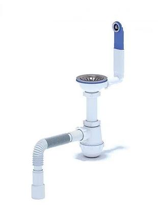 Сифон для мойки ani-plast a0145s p15, 1 1/2" x 40 с жестким переливом и гибкой трубой 40 х 40/50