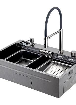 Gs 7547-19 мойка profi 750*470 смеситель+сифон+ коланд.+дозатор+омыватель стакан. (оружевая сталь)q1/1ook