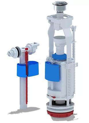Комплект механизма бачка унитаза kronoplast bk2r1110 с двойным сливом, 1/2" с боковой подводкой