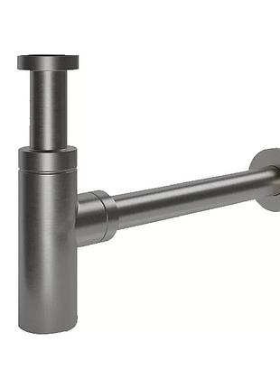 F82-9 сифон для раковини вихід у стіну, гайка 1 1/4" (коробка) (сірий gungrey) {20/1}
